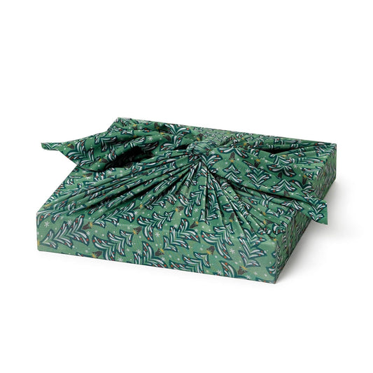 Set of 2 Large Reusable Cloth Furoshiki Gift Wrap | Christmas Trees & Stars - Homeland Harvest