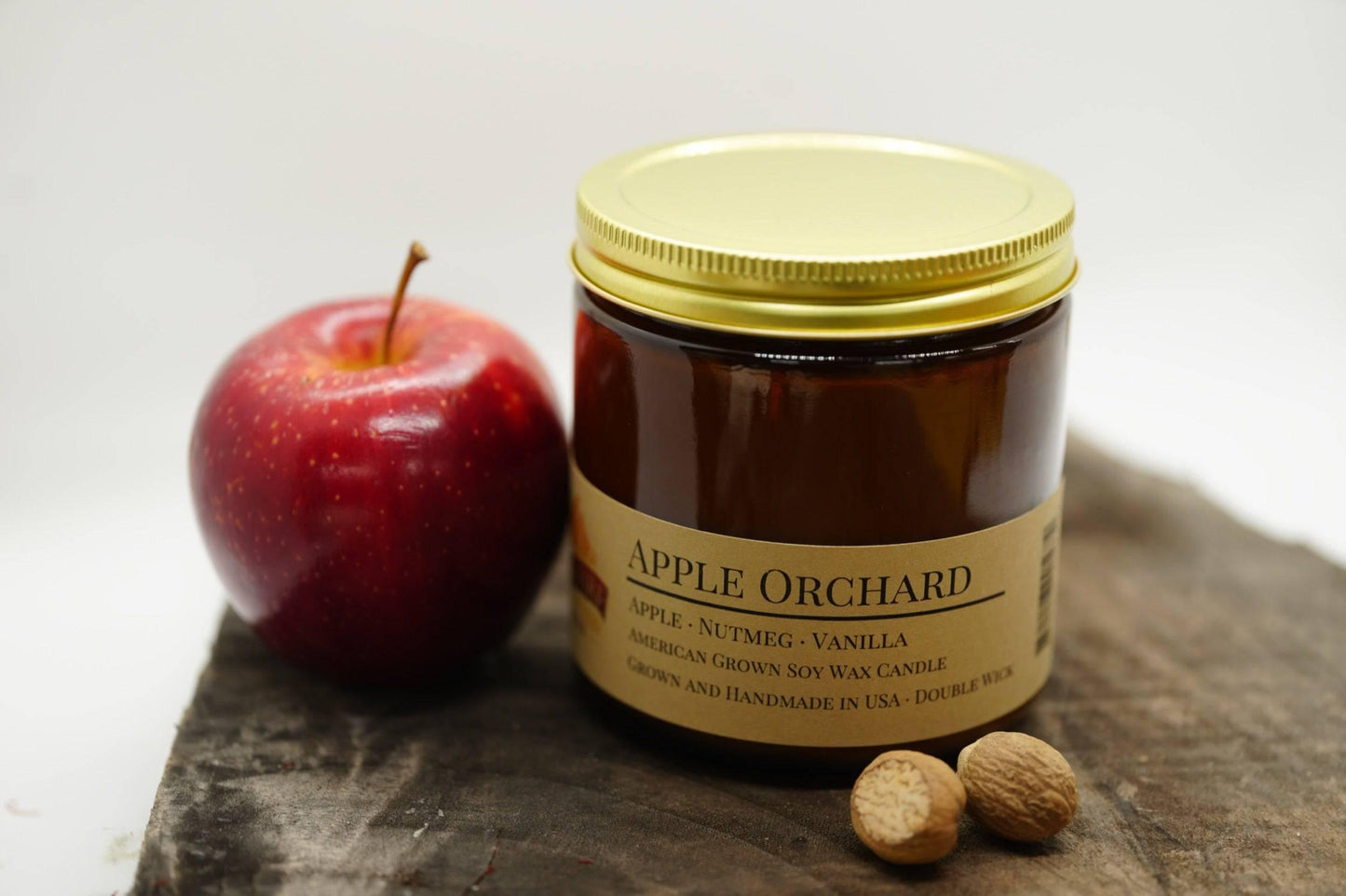 Apple Orchard Soy Wax Candle | 16 oz Double Wick Amber Apothecary Jar Candle