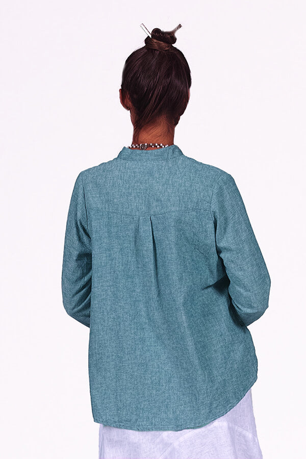hemp and organic cotton button front a-line blouse - Homeland Harvest
