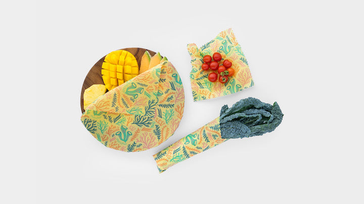 Meli Wraps Beeswax Wrap Bulk Roll + Cutlery Set in Reef Print - Homeland Harvest
