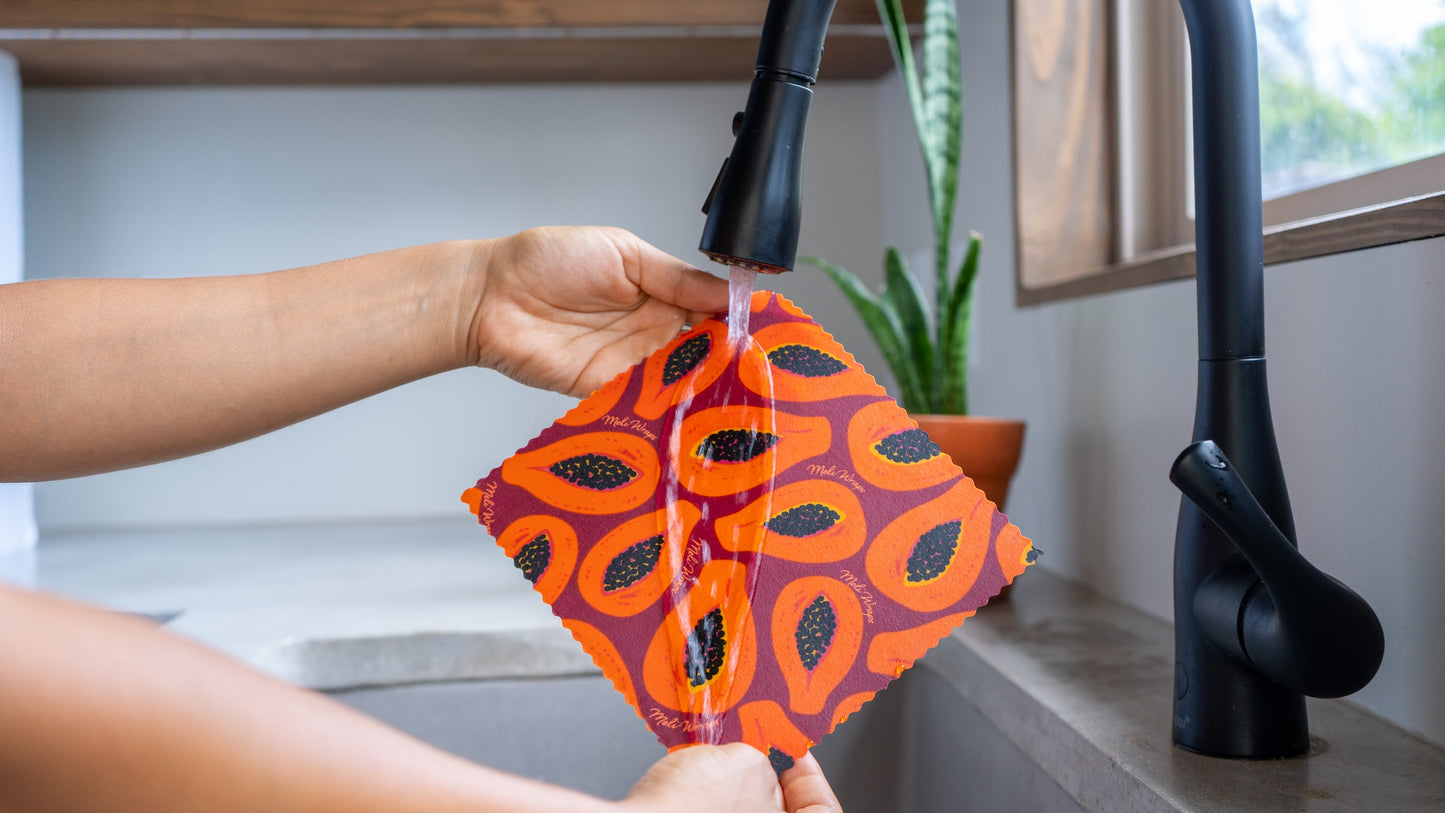 Beeswax Food Wrap - Purple Papaya Print - Homeland Harvest