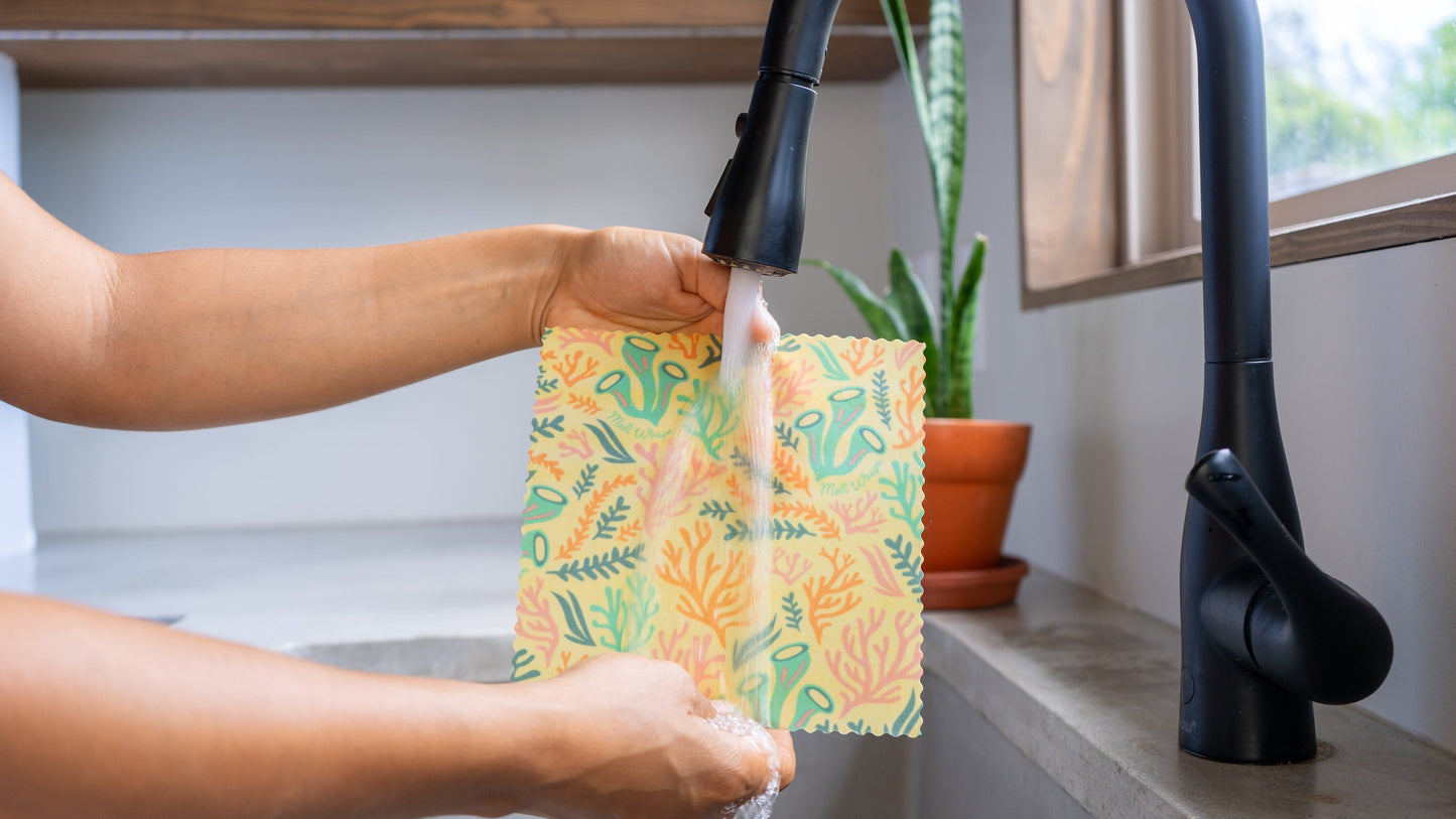 Meli Wraps Beeswax Wrap Bulk Roll + Cutlery Set in Reef Print - Homeland Harvest