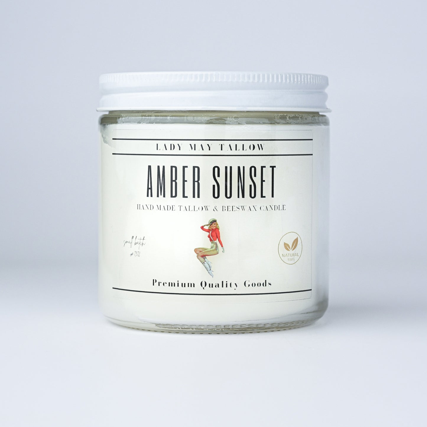 Amber Sunset Tallow Beeswax Candle | All Natural Non Toxic Clean Burning