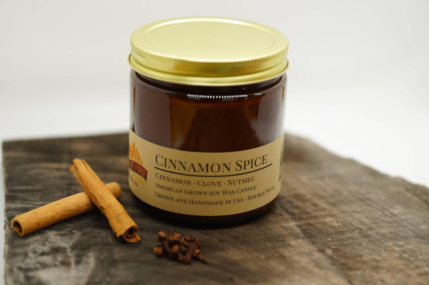 Cinnamon Spice Soy Wax Candle | 16 oz Double Wick Amber Apothecary Jar