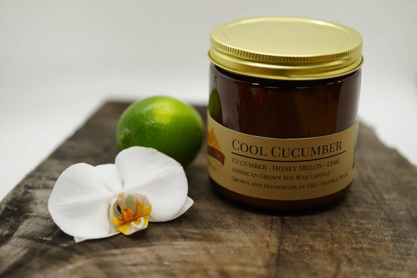 Cool Cucumber Soy Wax Candle | 16 oz Double Wick Amber Apothecary Jar