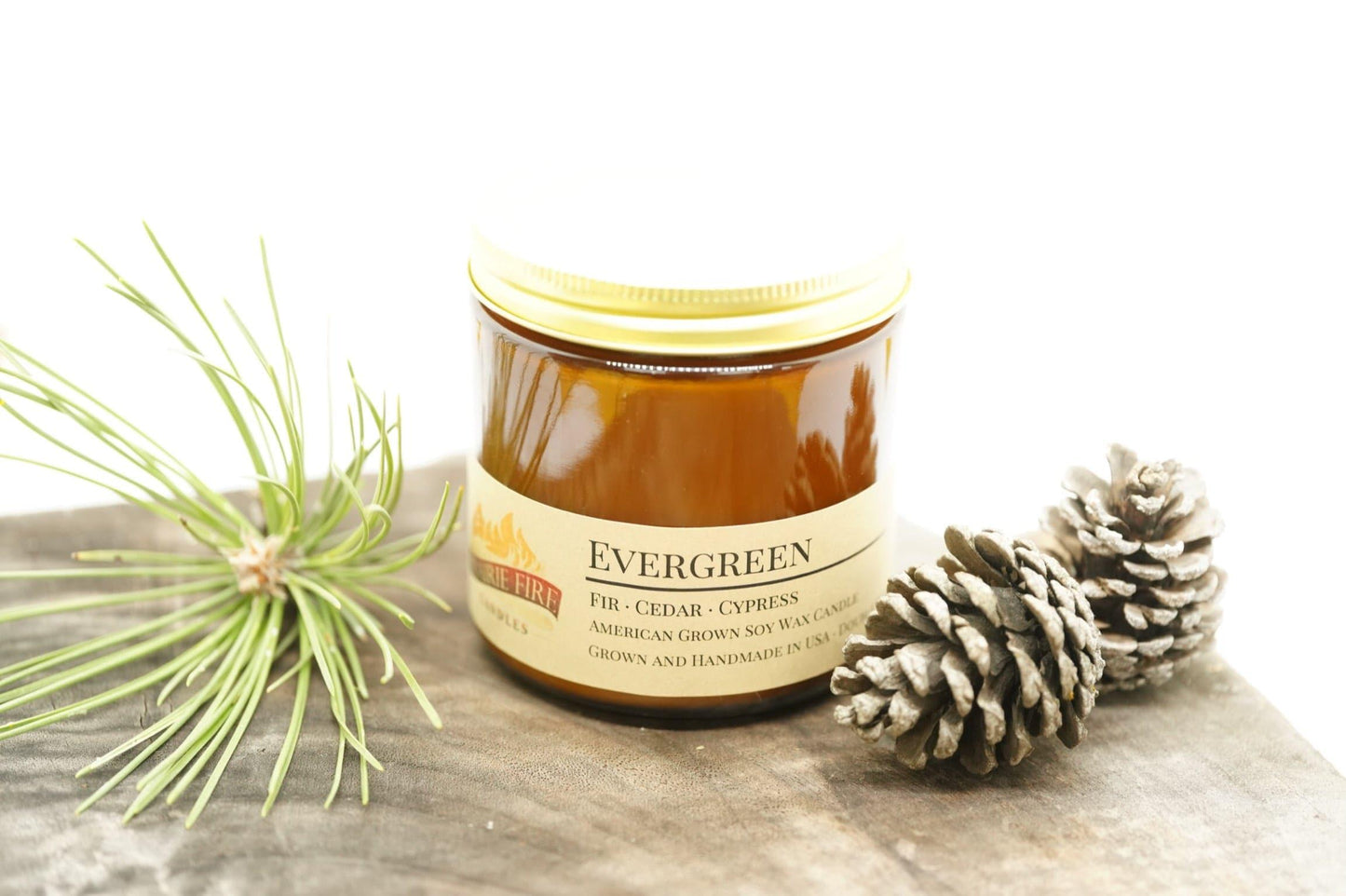 Evergreen Soy Wax Candle | 16 oz Double Wick Amber Apothecary Jar