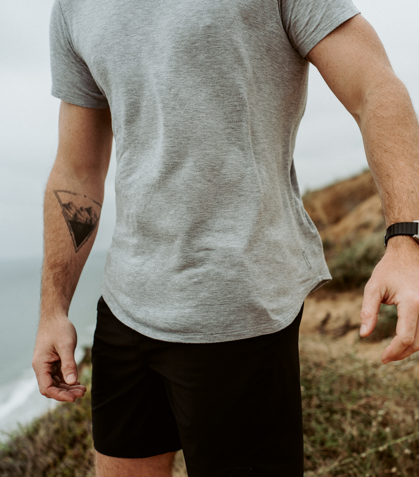 Bamboo Swift Curve-Hem T-Shirt - Sandstone - Homeland Harvest