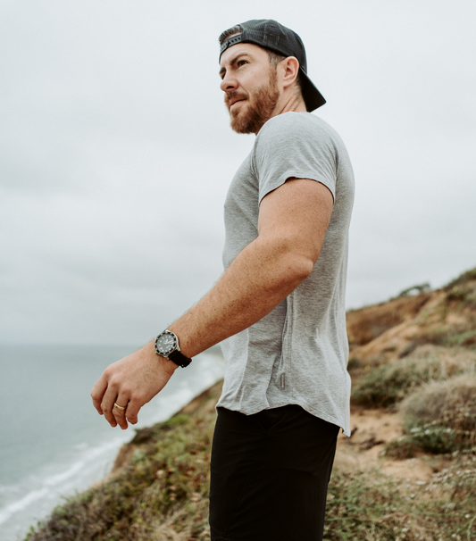 Bamboo Swift Curve-Hem T-Shirt - Heather Grey - Homeland Harvest