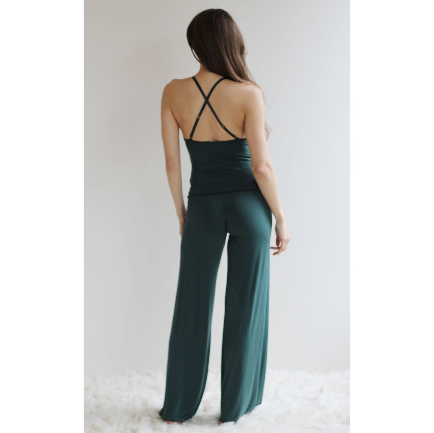 Pajama Set including Bamboo Pants and a lace trimmed Camisole - Homeland Harvest