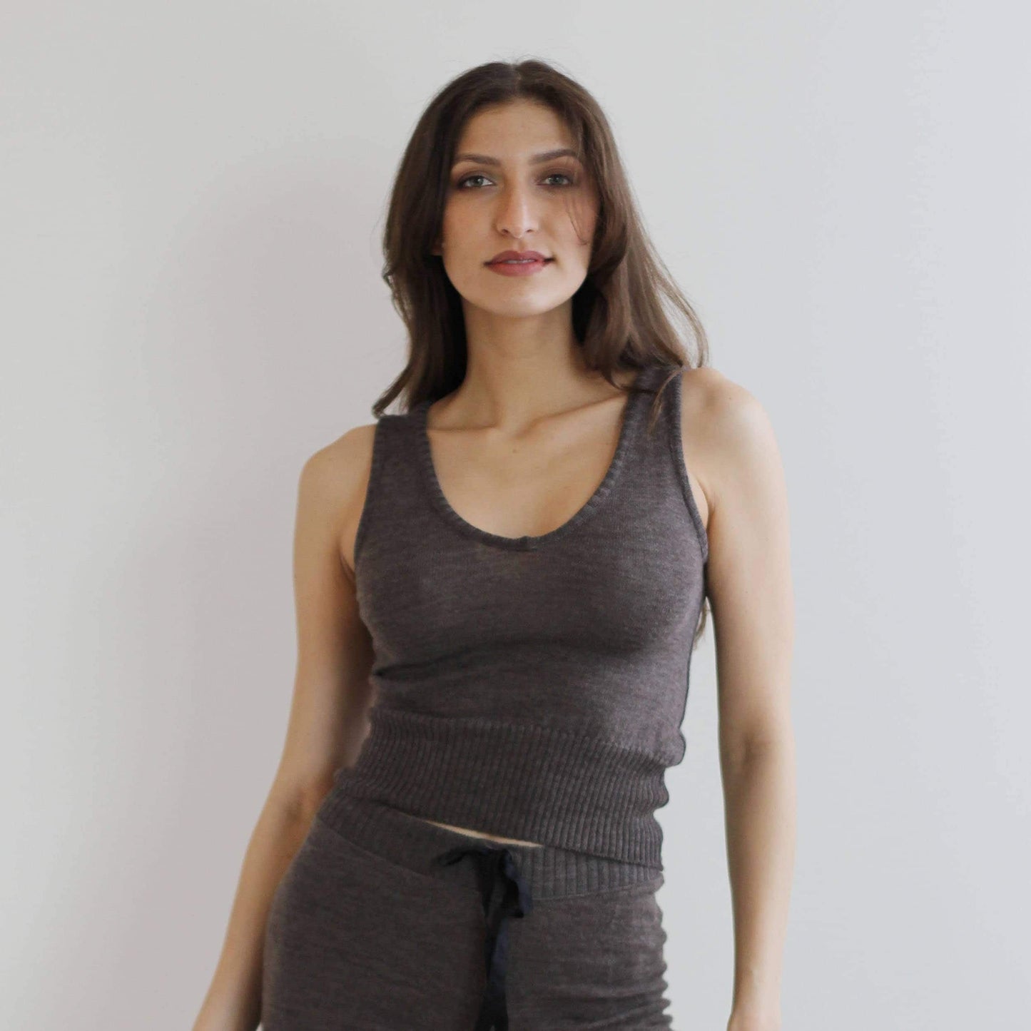 2 Piece Sweater Set includes Wool Cardigan Shrug and Cropped Tank Top - Homeland Harvest