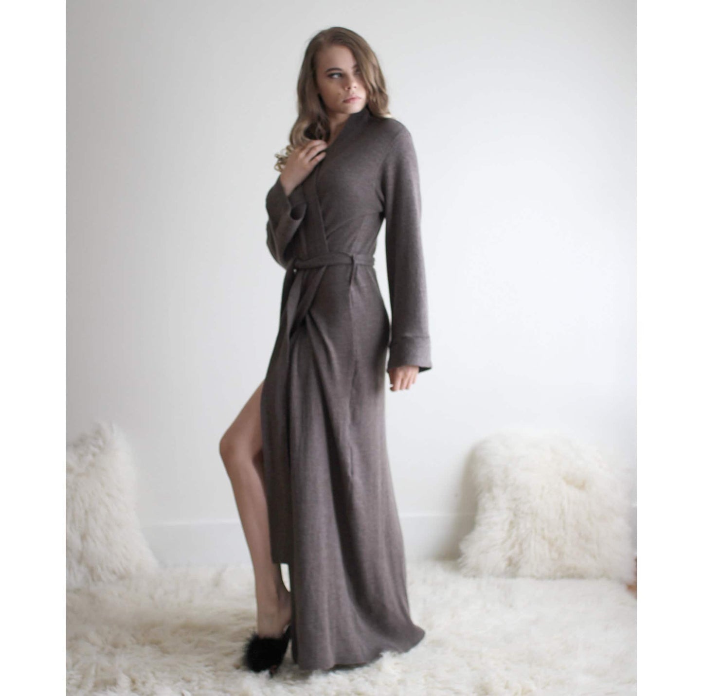 Merino Wool Robe in Full Length - Homeland Harvest