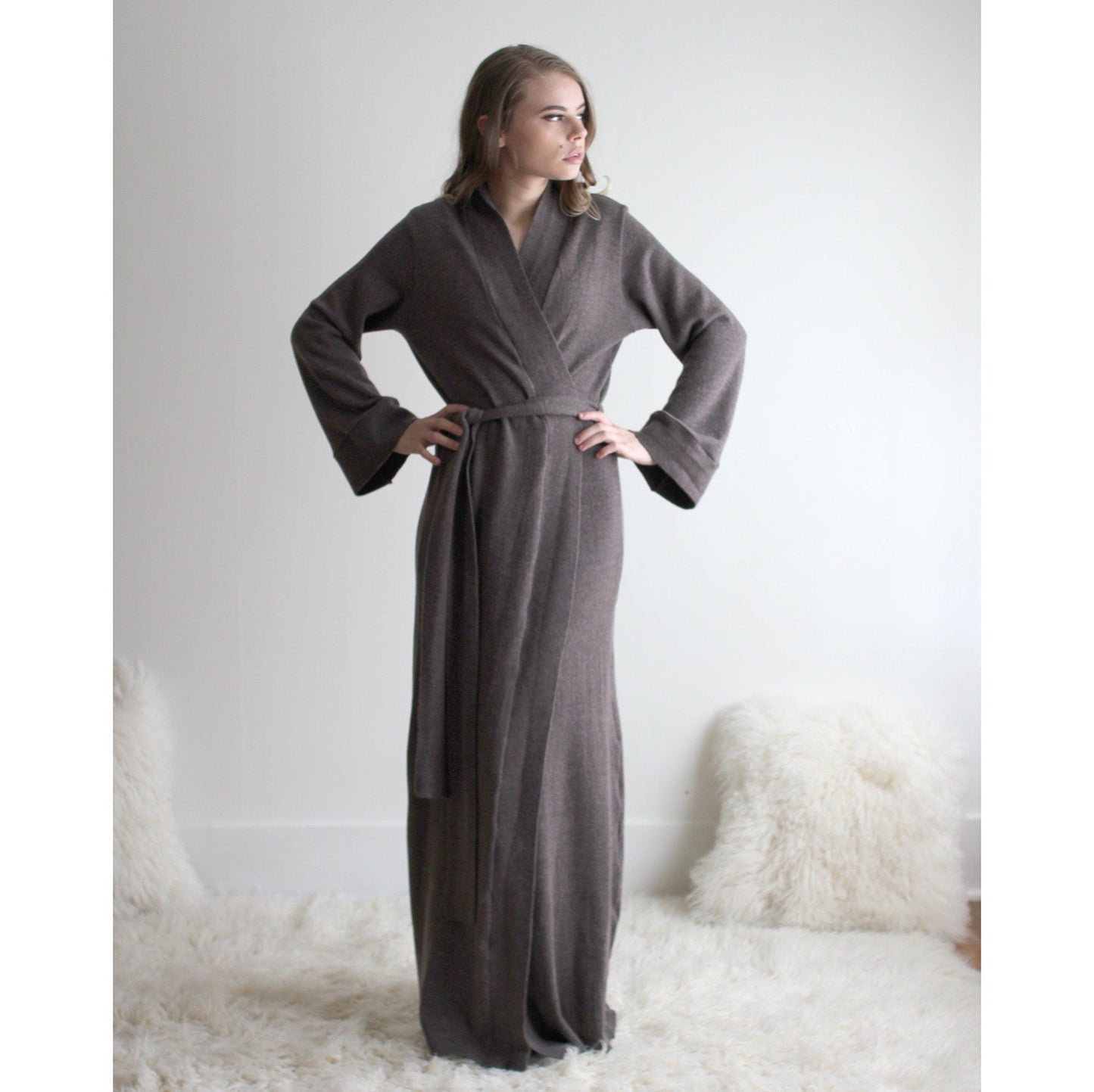 Merino Wool Robe in Full Length - Homeland Harvest
