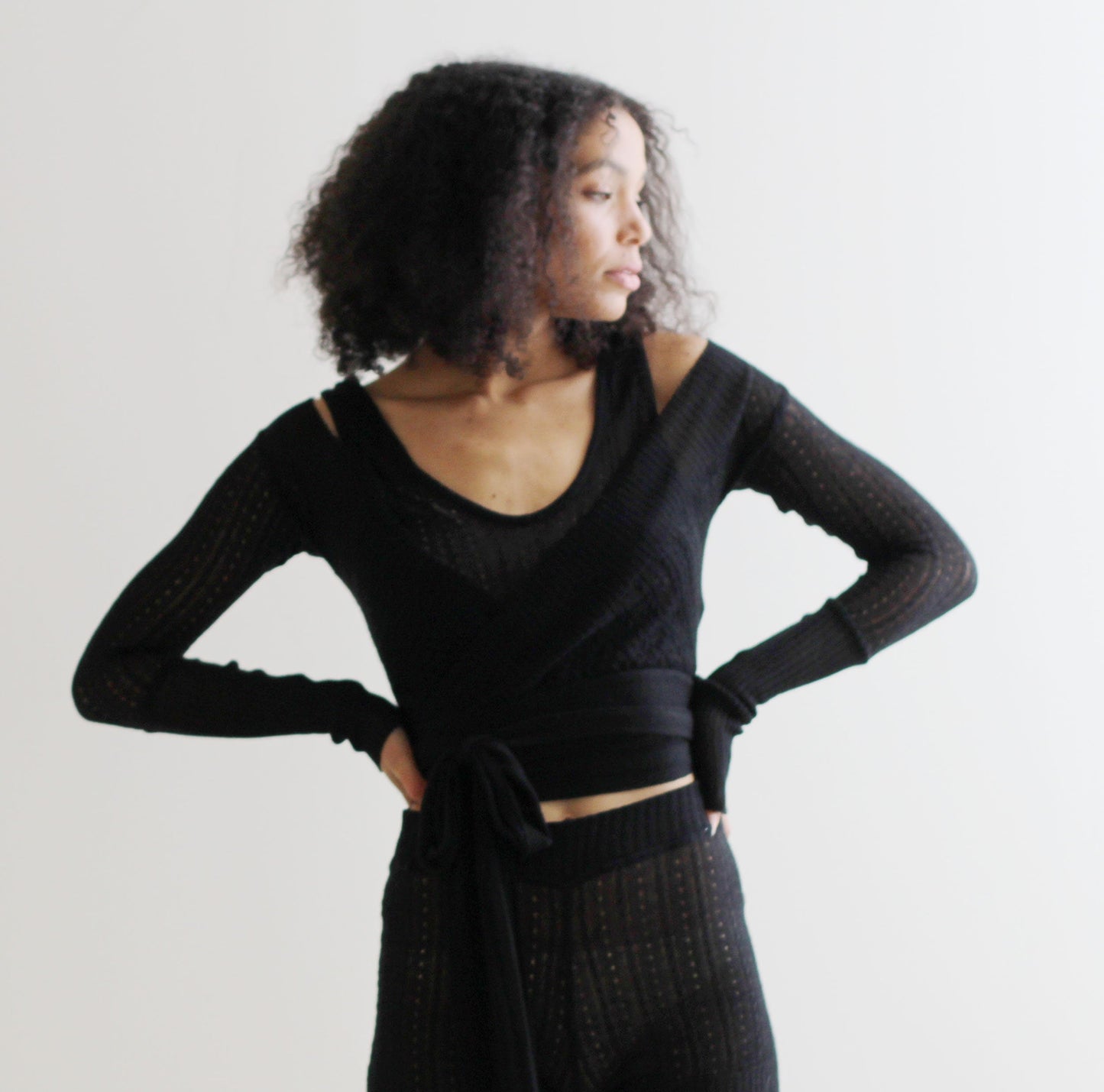 silk cashmere sweater set in sheer lacy pointelle - Homeland Harvest