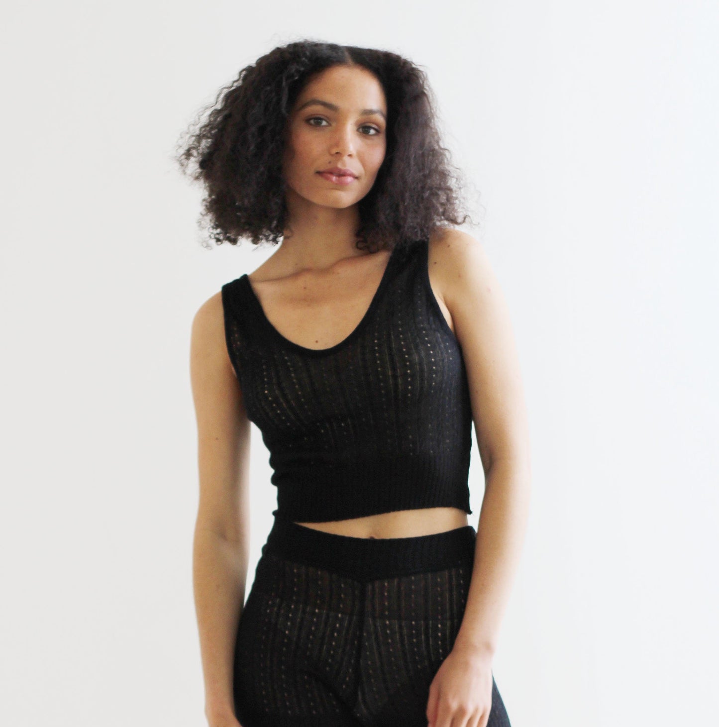 silk cashmere sweater set in sheer lacy pointelle - Homeland Harvest