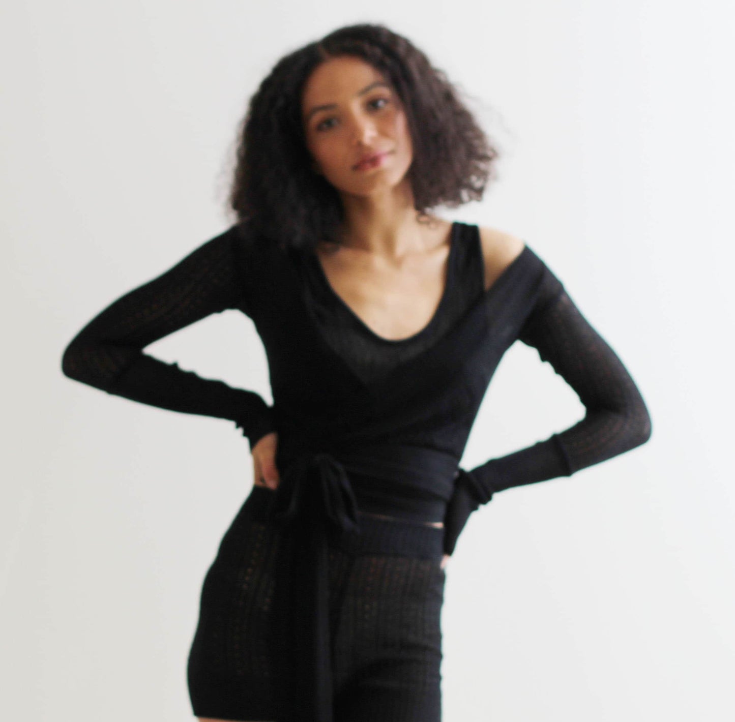 silk cashmere sweater set in sheer lacy pointelle - Homeland Harvest