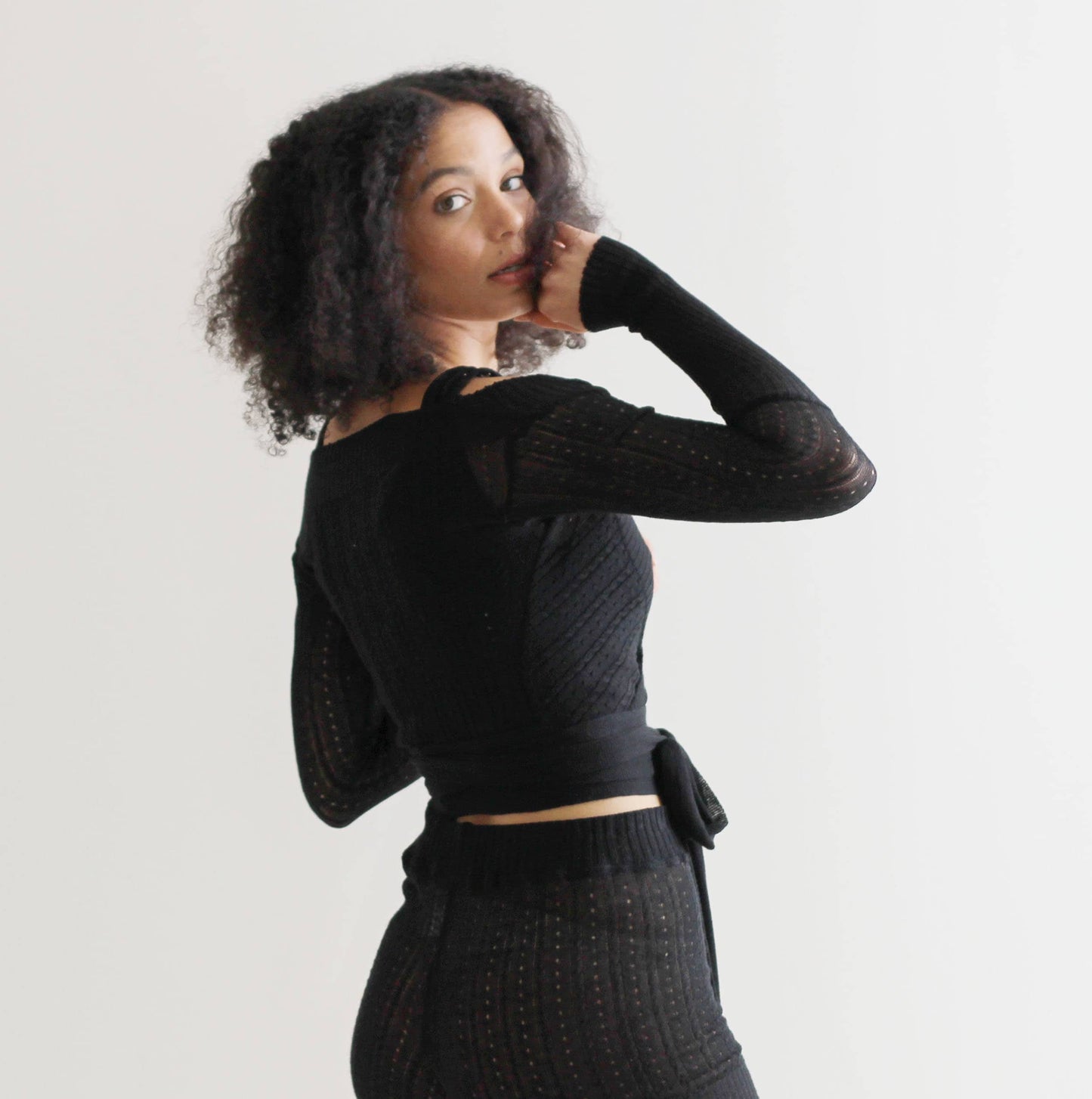 silk cashmere sweater set in sheer lacy pointelle - Homeland Harvest