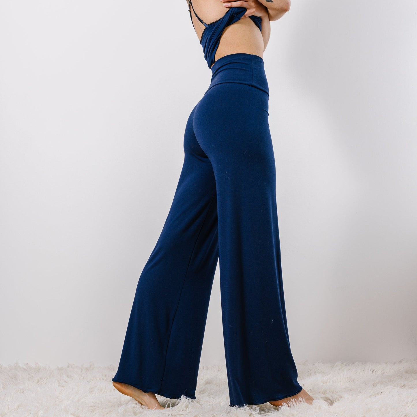 Wide Leg lounge pants with a Foldover Waist - Homeland Harvest