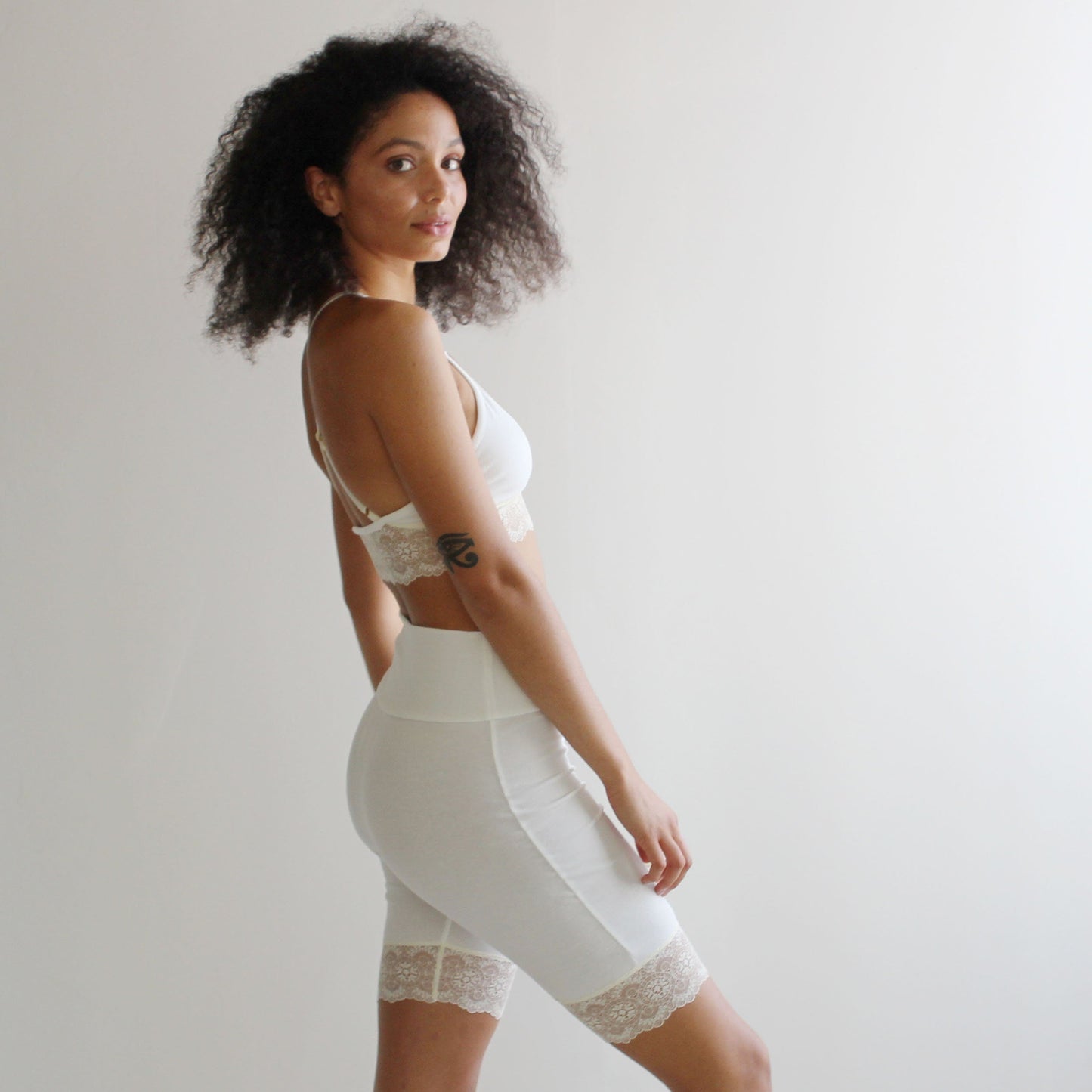 Organic Cotton Biker Shorts with Lace Trim - Homeland Harvest