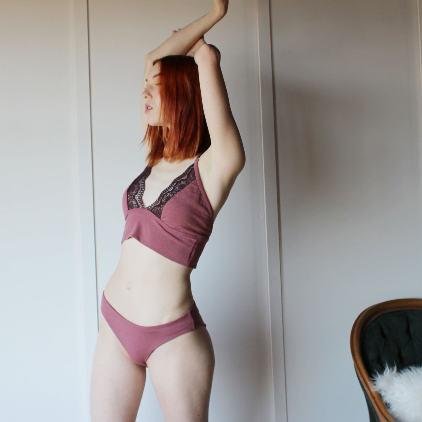 Tencel and Organic Cotton Lingerie Set with Lace Trim - Homeland Harvest