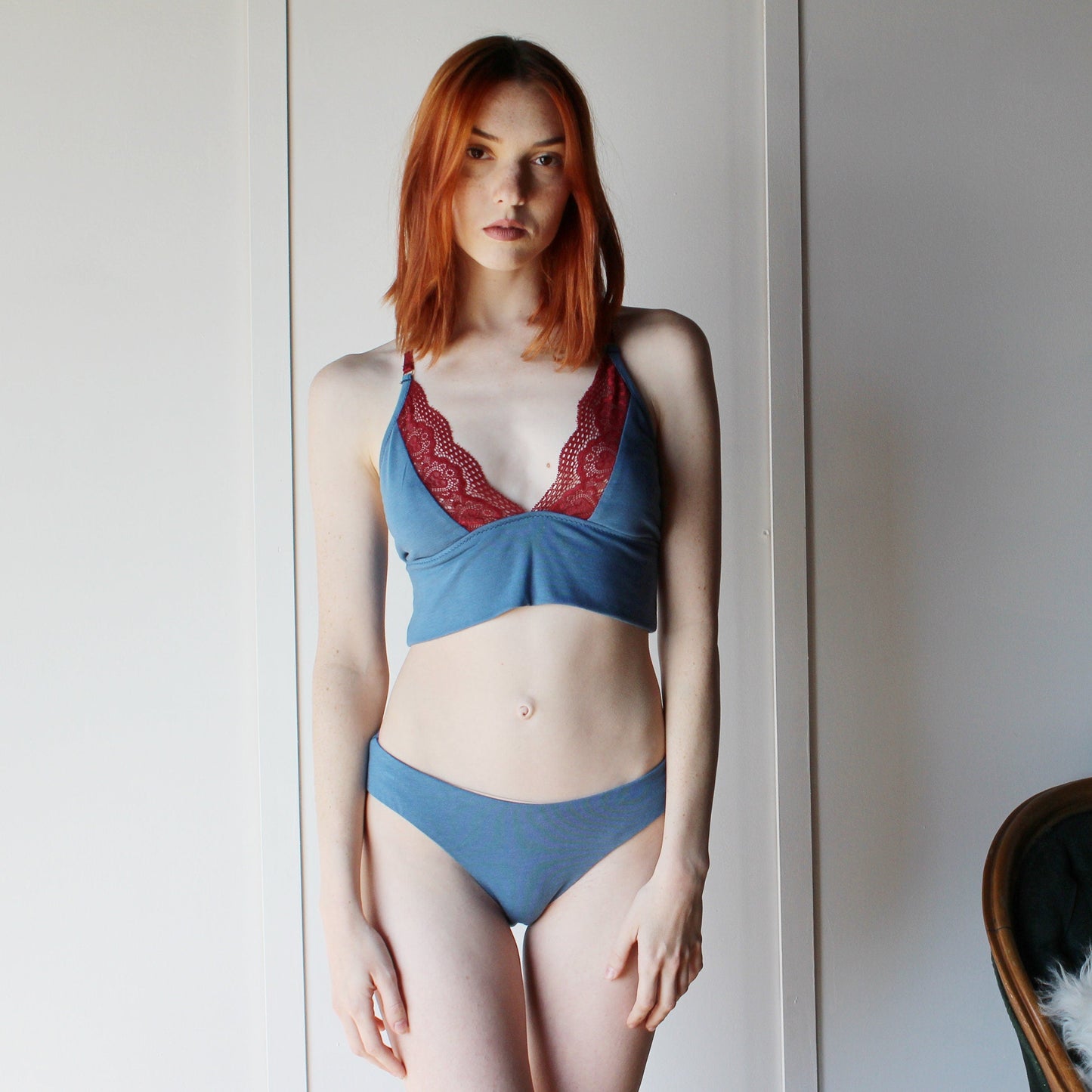 Tencel and Organic Cotton Lingerie Set with Lace Trim - Homeland Harvest