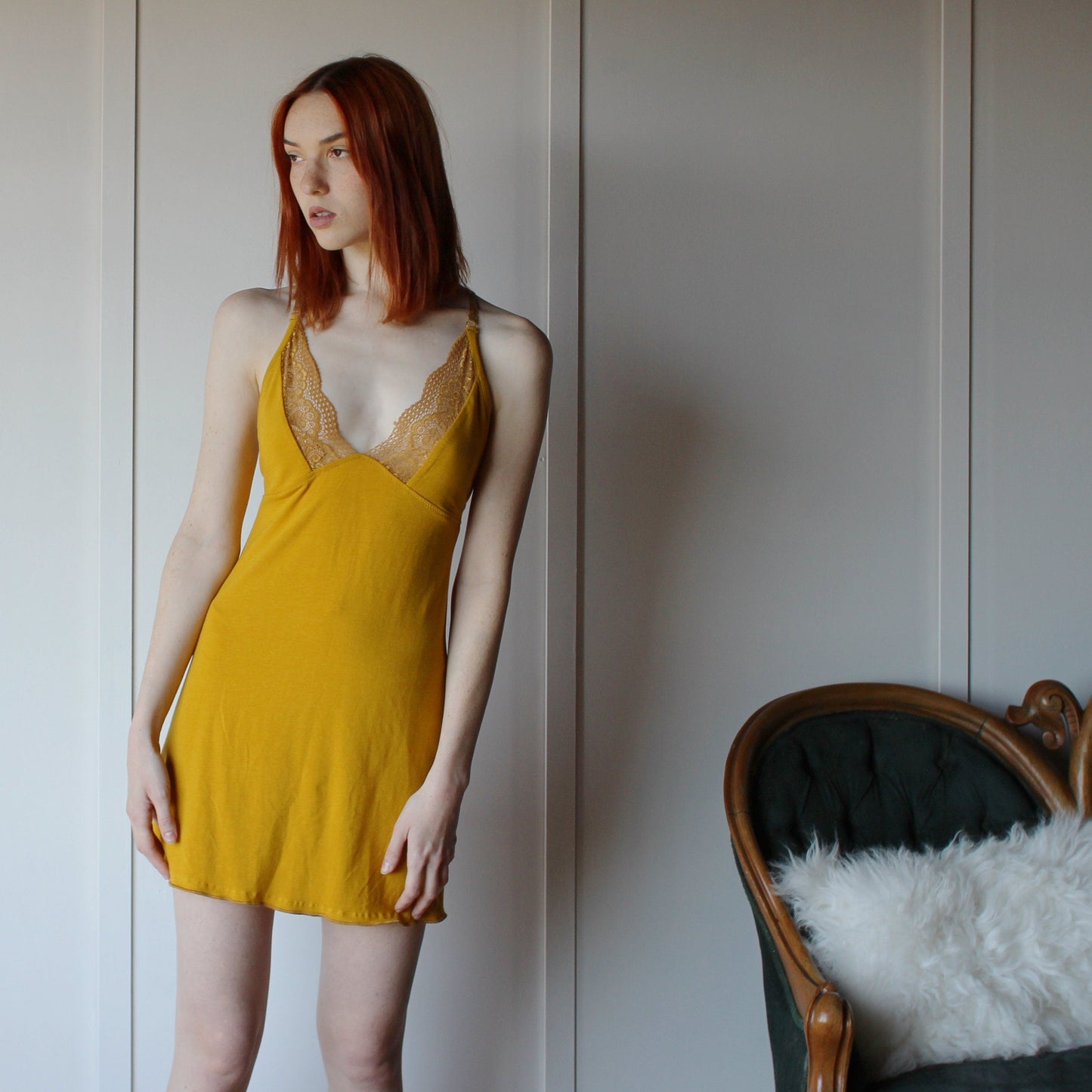 Tencel and Organic Cotton Nightgown with lace trim - Homeland Harvest