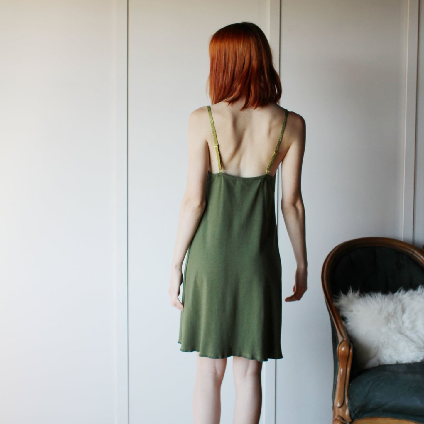 Tencel and Organic Cotton Nightgown with a draped Neckline - Homeland Harvest