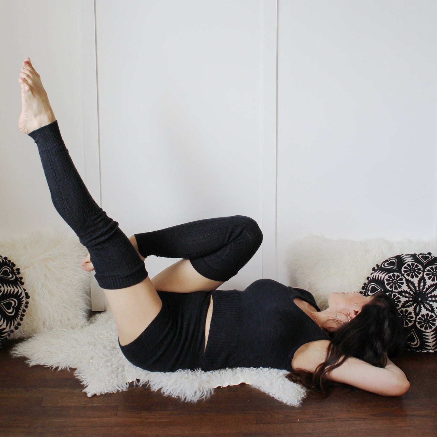 Merino Wool Leg Warmers in Pointelle Lace - Homeland Harvest
