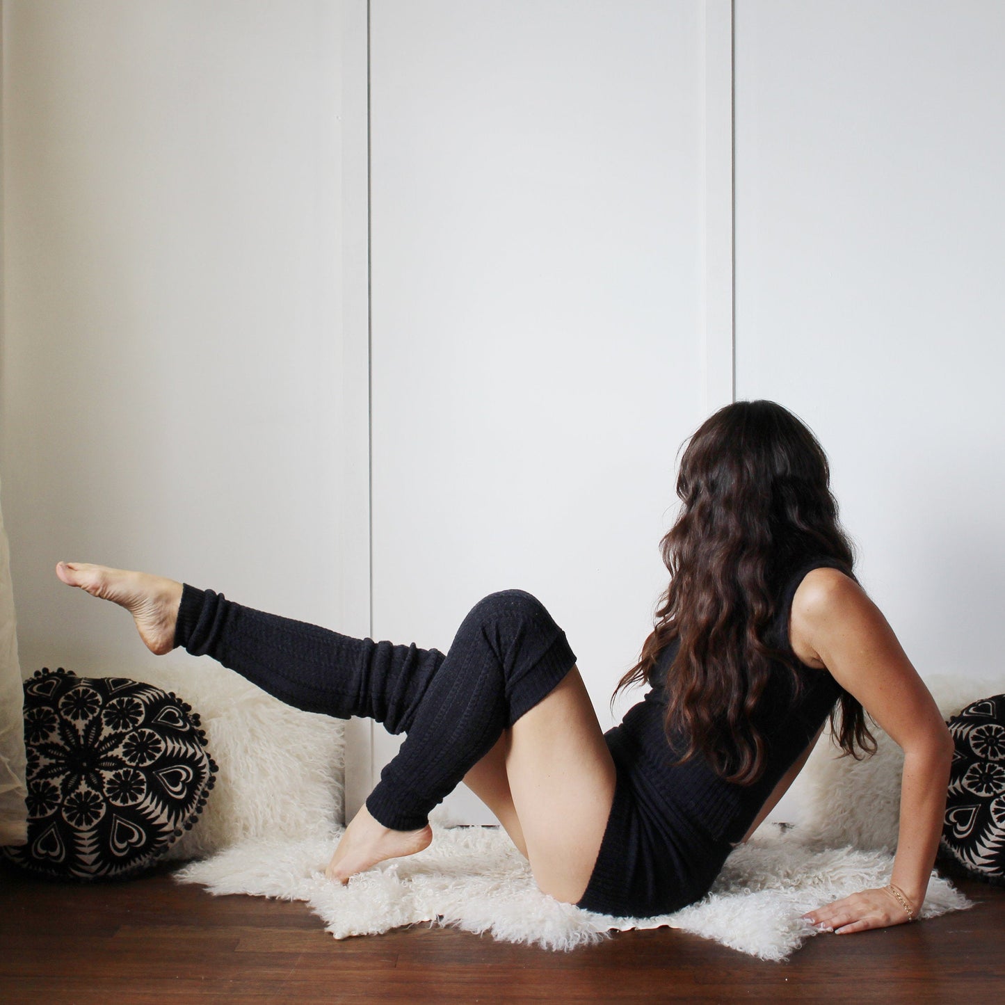 Merino Wool Leg Warmers in Pointelle Lace - Homeland Harvest