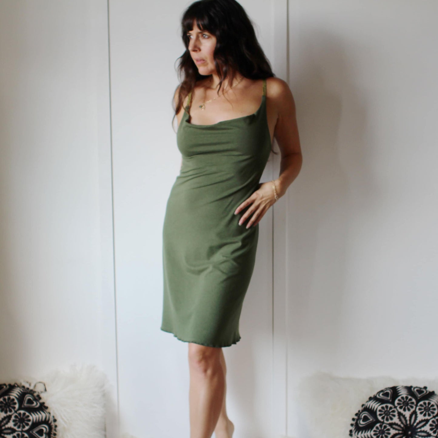 Tencel and Organic Cotton Nightgown with a draped Neckline - Homeland Harvest