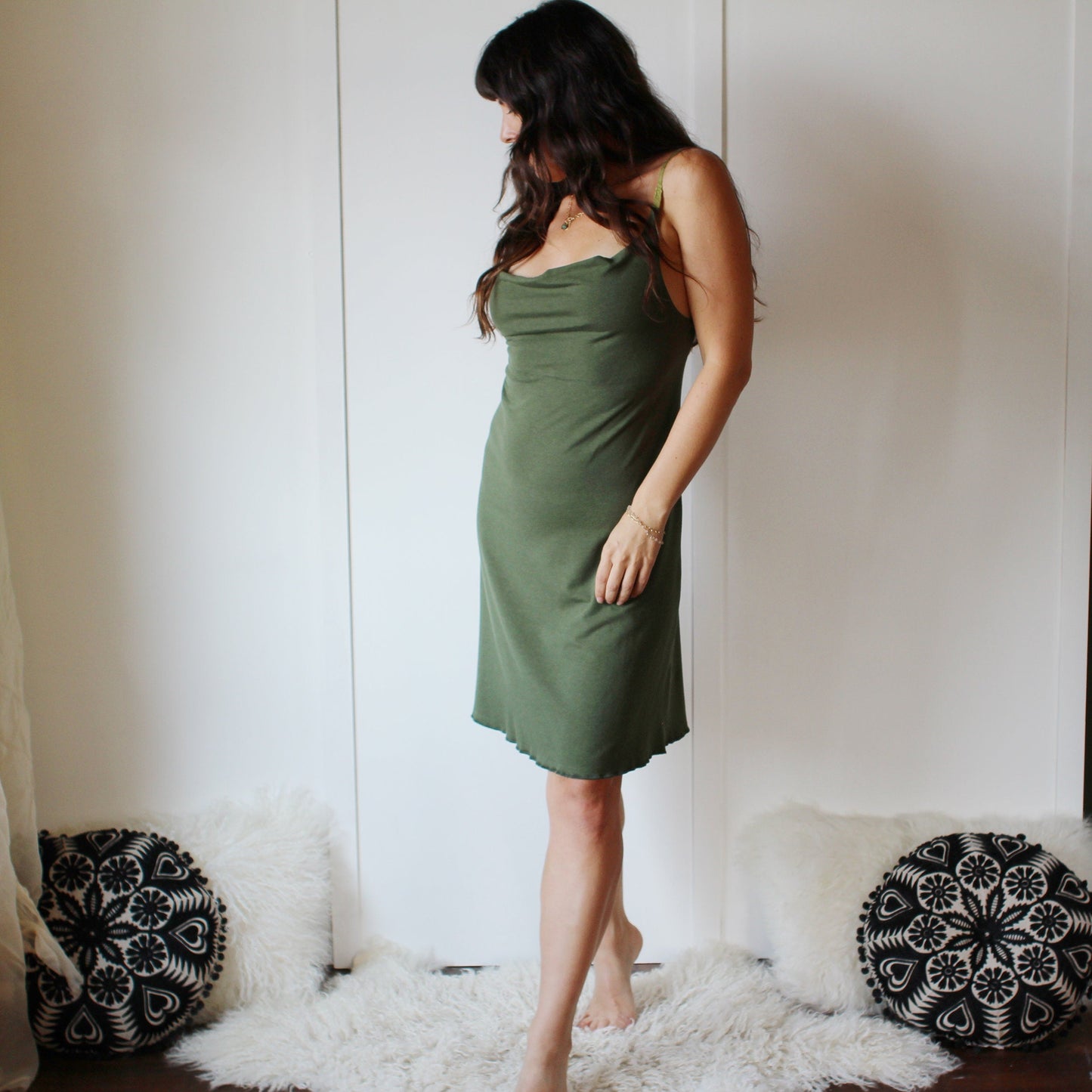 Tencel and Organic Cotton Nightgown with a draped Neckline - Homeland Harvest