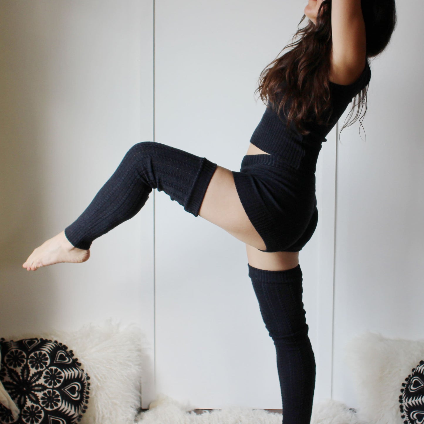 Merino Wool Leg Warmers in Pointelle Lace - Homeland Harvest