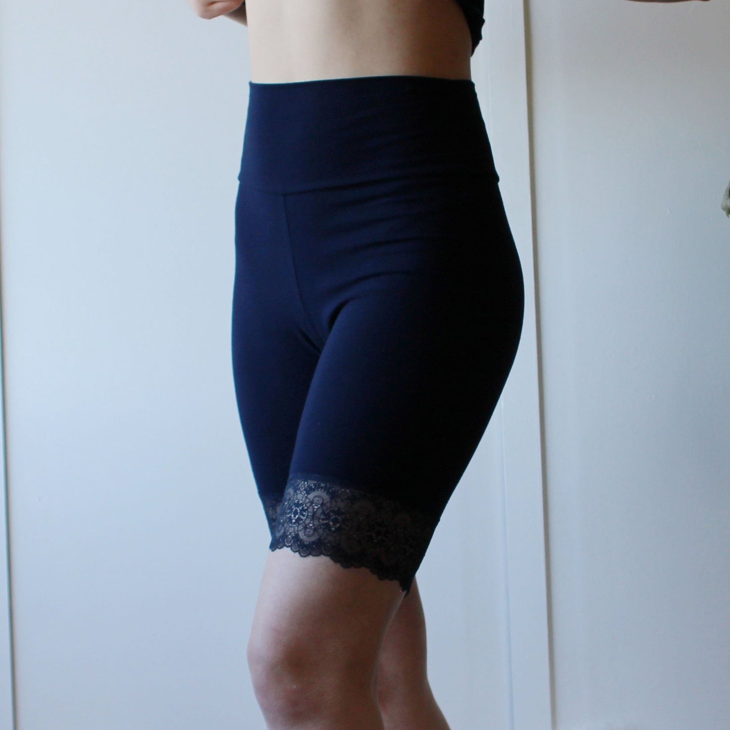 Organic Cotton Biker Shorts with Lace Trim - Homeland Harvest
