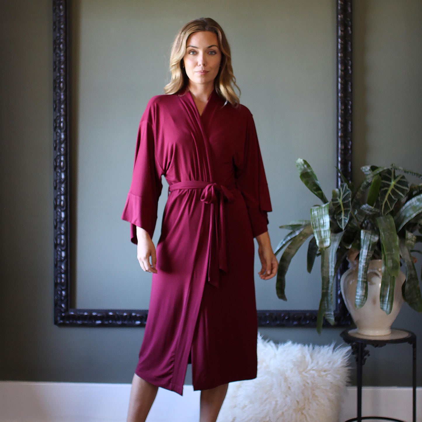 Womens Midi Length Kimono Robe - Homeland Harvest