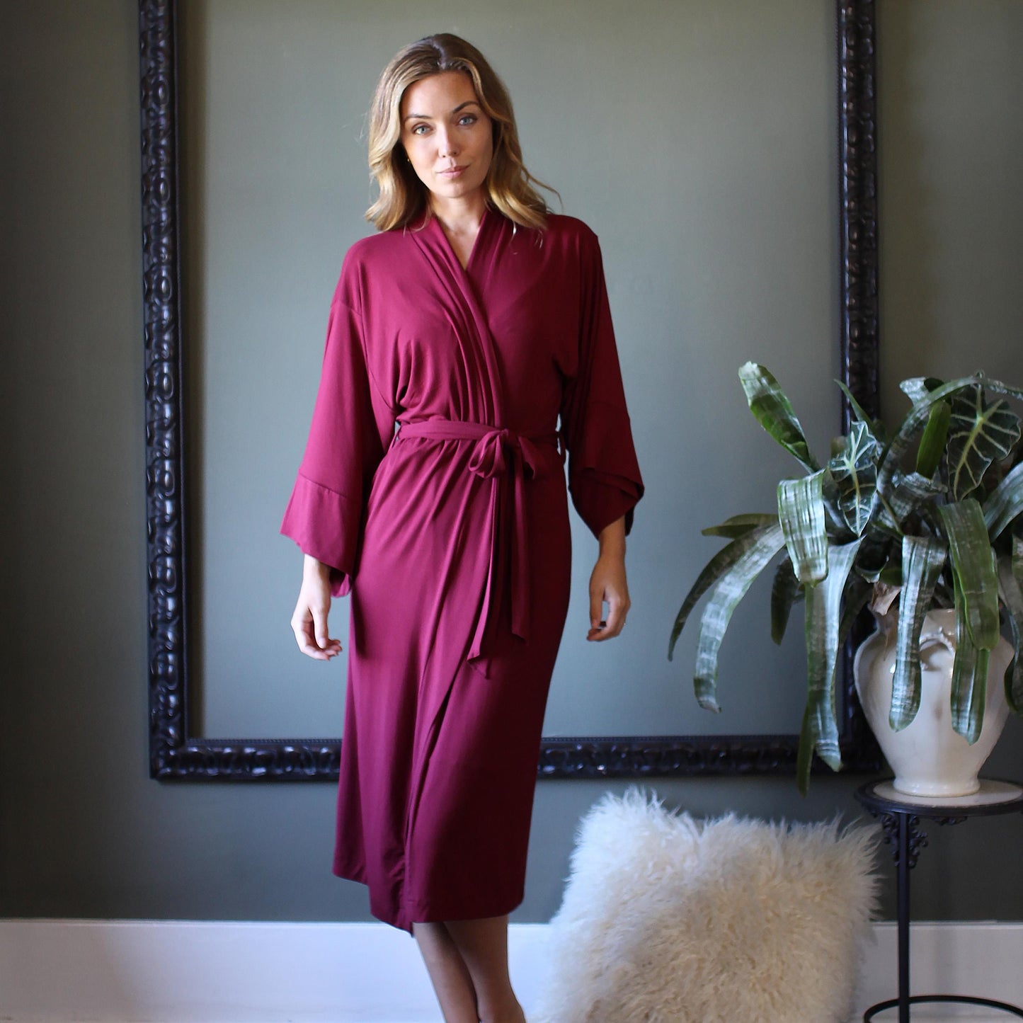Womens Midi Length Kimono Robe - Homeland Harvest