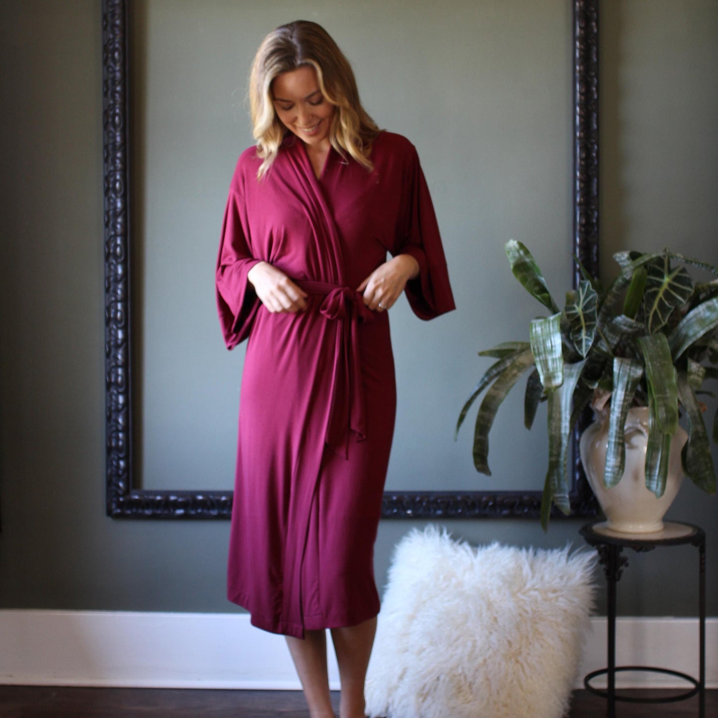 Womens Midi Length Kimono Robe - Homeland Harvest