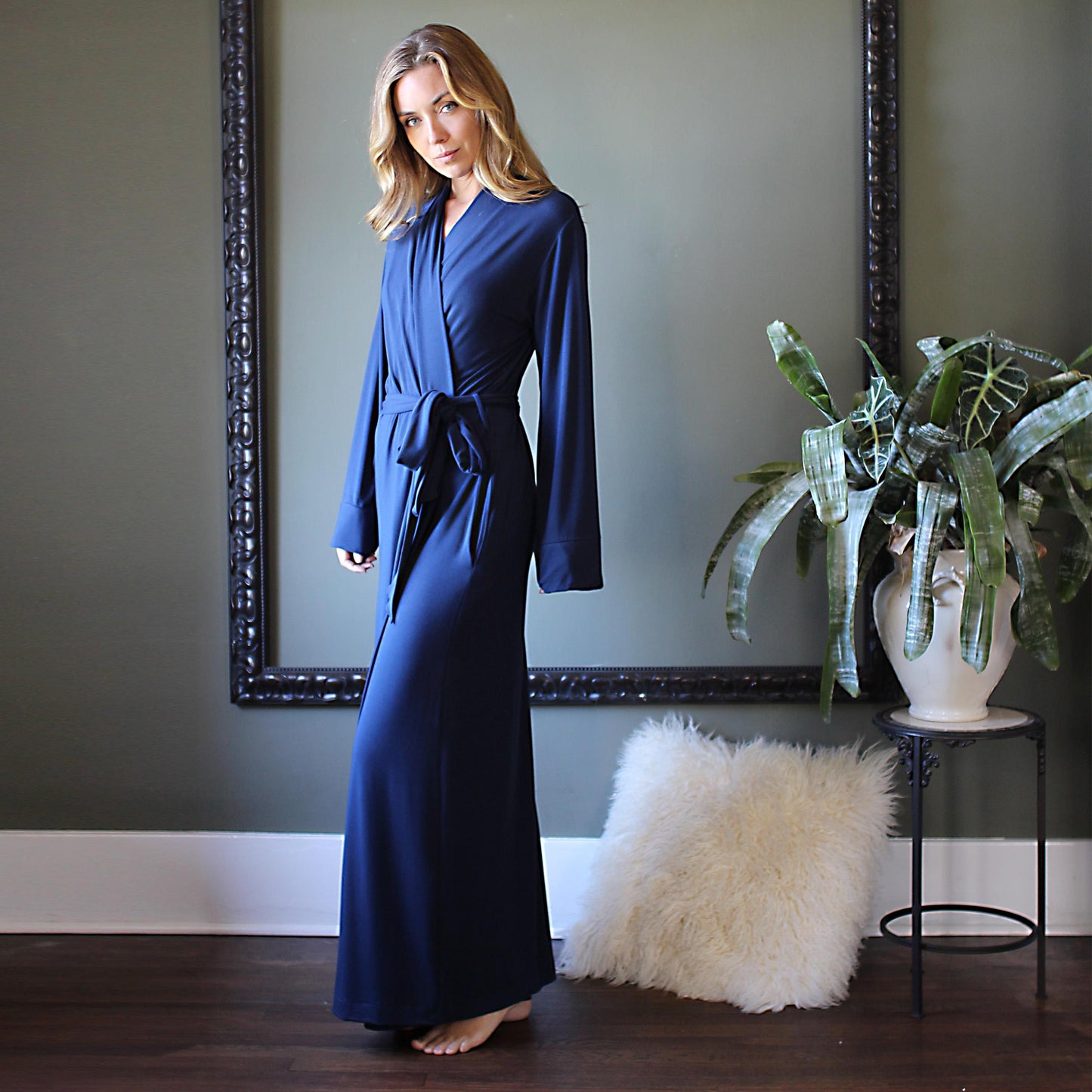long bamboo robe with side pockets - Homeland Harvest