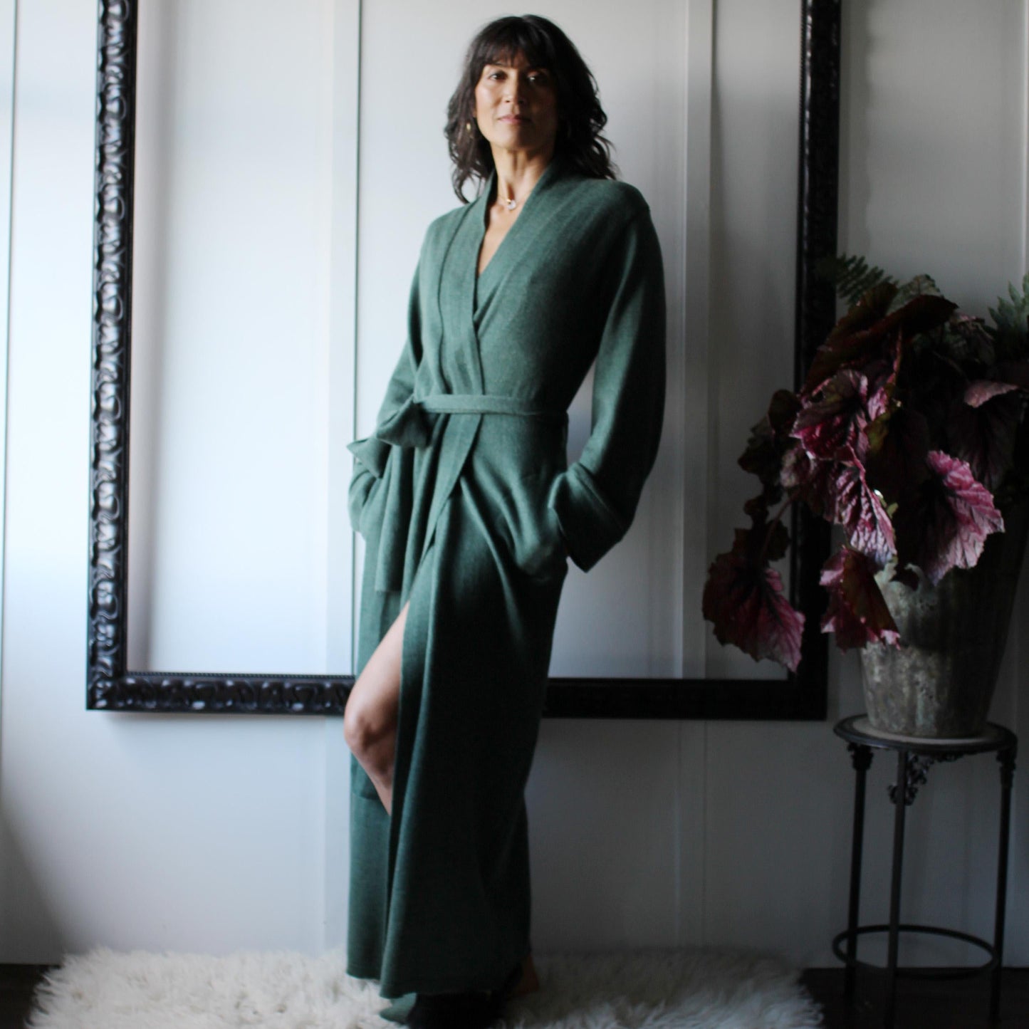 Long Wool Robe with Pockets - Homeland Harvest