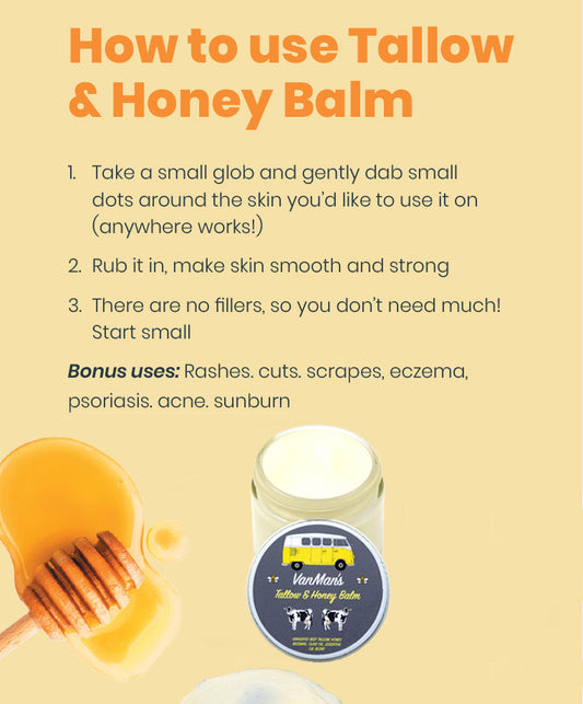 *No Essential Oils* VanMan's Tallow & Honey Balm - Classic - Homeland Harvest