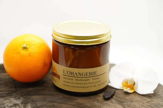 L'Orangerie Soy Wax Candle | 16 oz Double Wick Amber Apothecary Jar