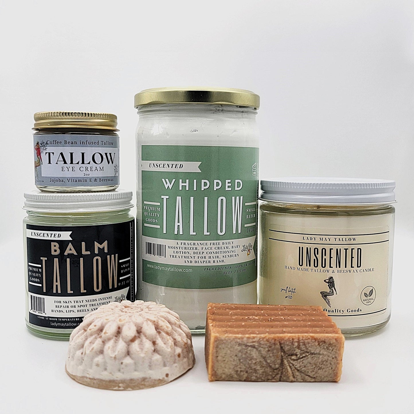 All-Natural DeluxeTallow Skin care and Candle Set Premium Quality All Natural Gift Box by The Lady May