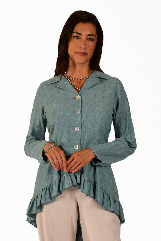 hemp and organic cotton ruffle jacket - Homeland Harvest