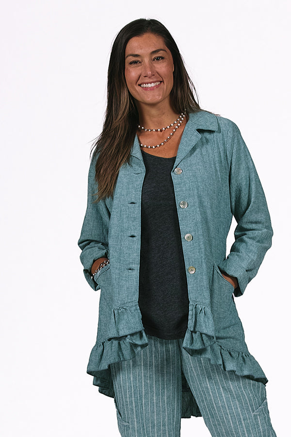 hemp and organic cotton ruffle jacket - Homeland Harvest