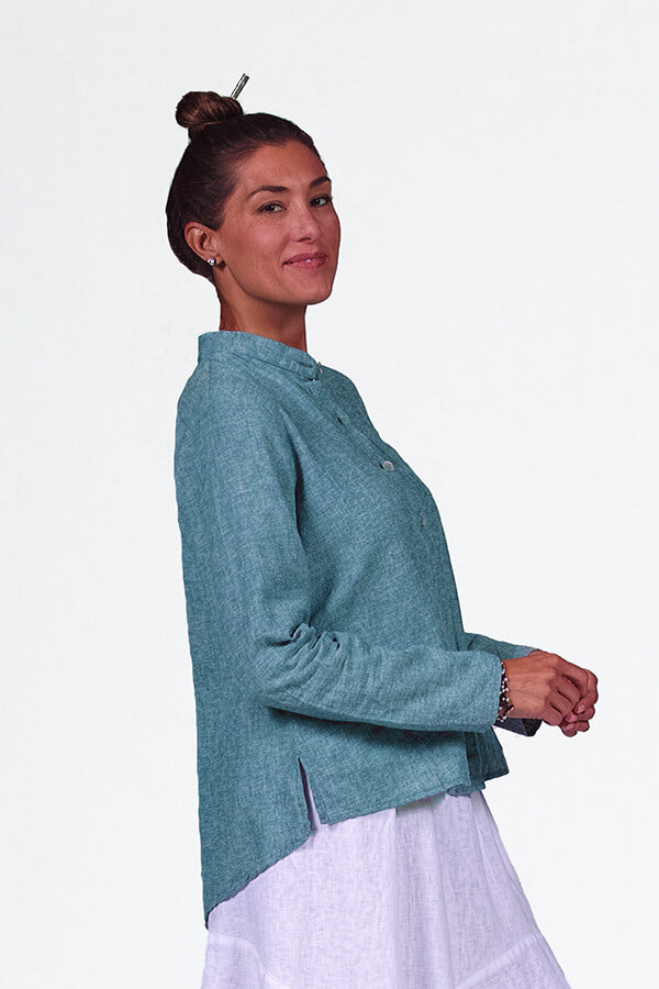 hemp and organic cotton button front a-line blouse - Homeland Harvest