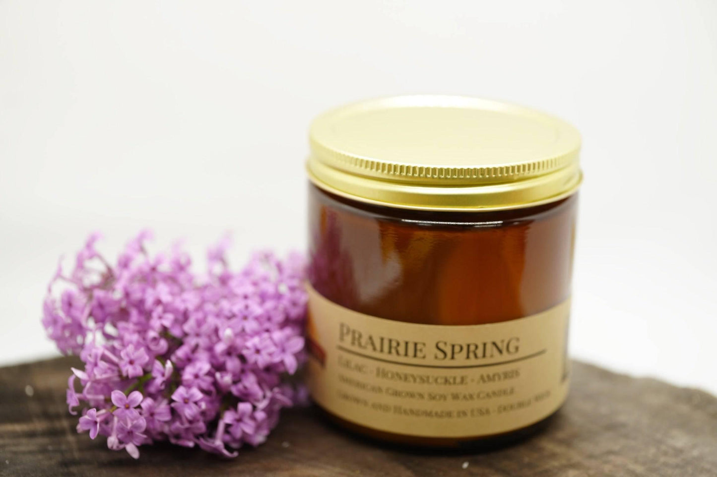 Prairie Spring Soy Wax Candle | 16 oz Double Wick Amber Apothecary Jar
