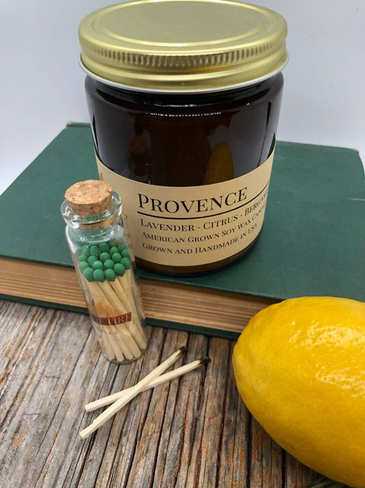Provence (Lavender) Soy Wax Candle | 9 oz Amber Apothecary Jar