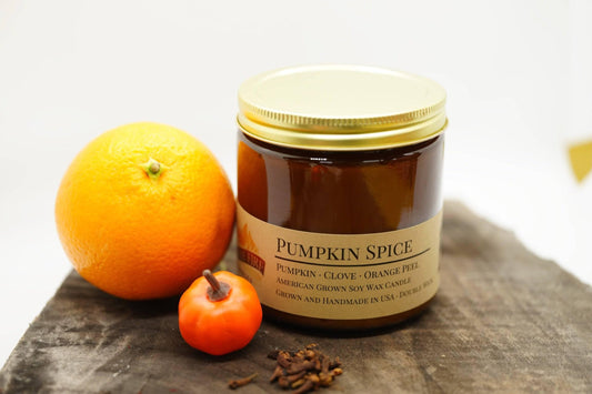 Pumpkin Spice Soy Wax Candle | 16 oz Double Wick Amber Apothecary Jar