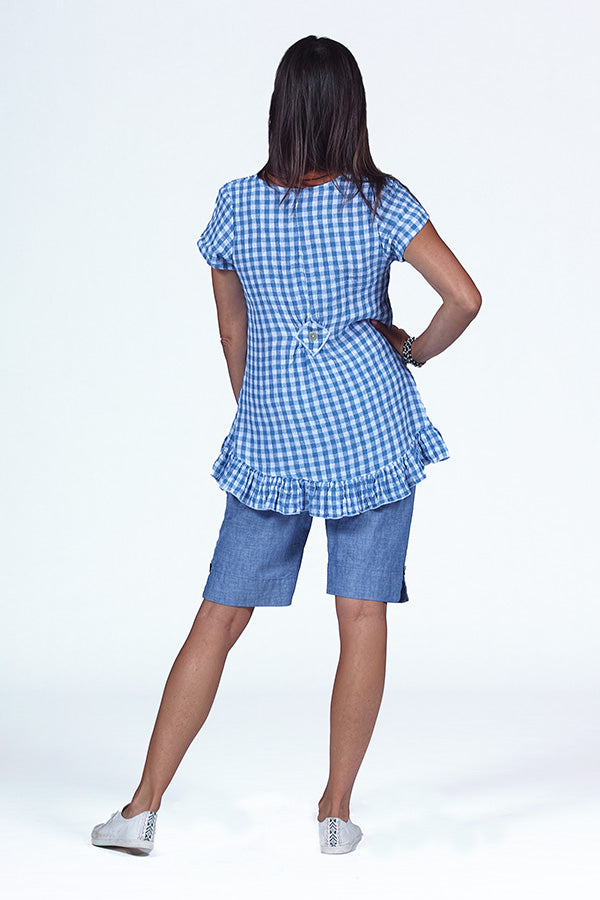 ruffle top in crinkle linen - Homeland Harvest