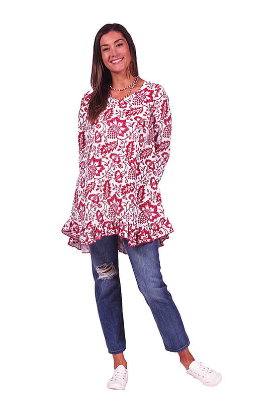floral ruffle tunic - Homeland Harvest