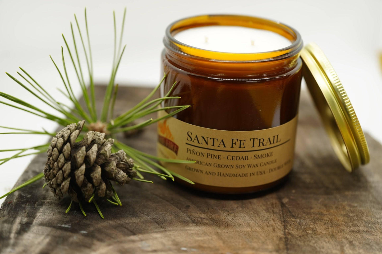 Santa Fe Trail Soy Wax Candle | 16 oz Double Wick Amber Apothecary Jar