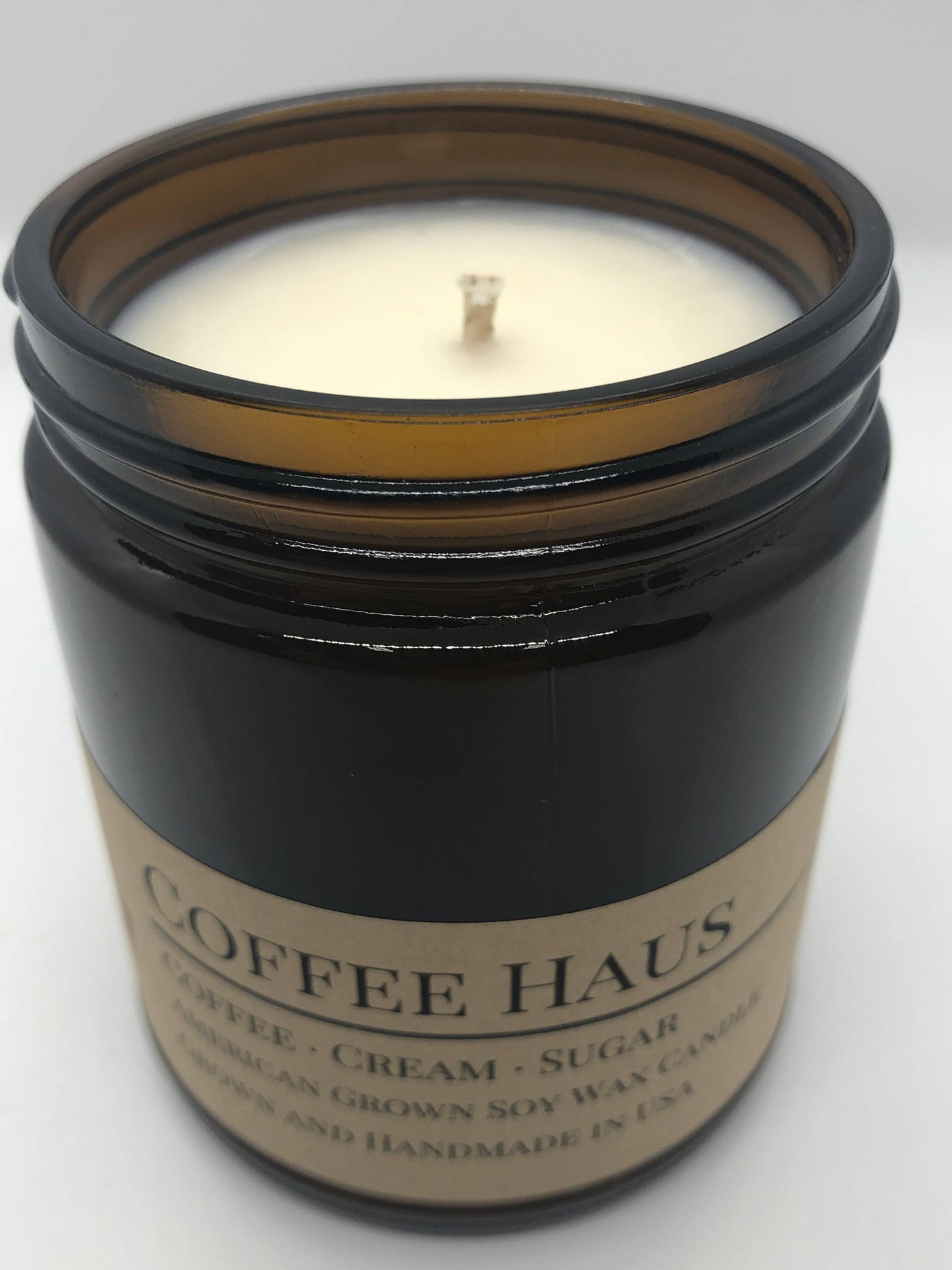 Coffee Haus Soy Wax Candle | 9 oz Amber Apothecary Jar